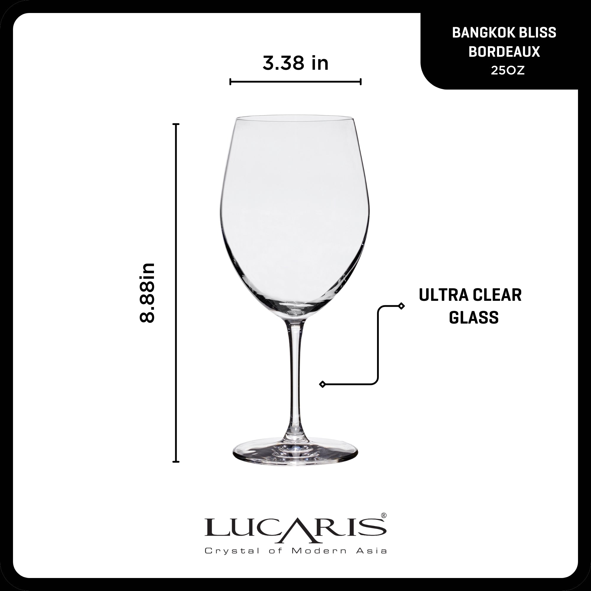 Lucaris Bangkok Bliss Bordeaux Glasses (4-Pieces). 25-ounce. Dishwasher Safe. Lead-free Crystalline - Image 3