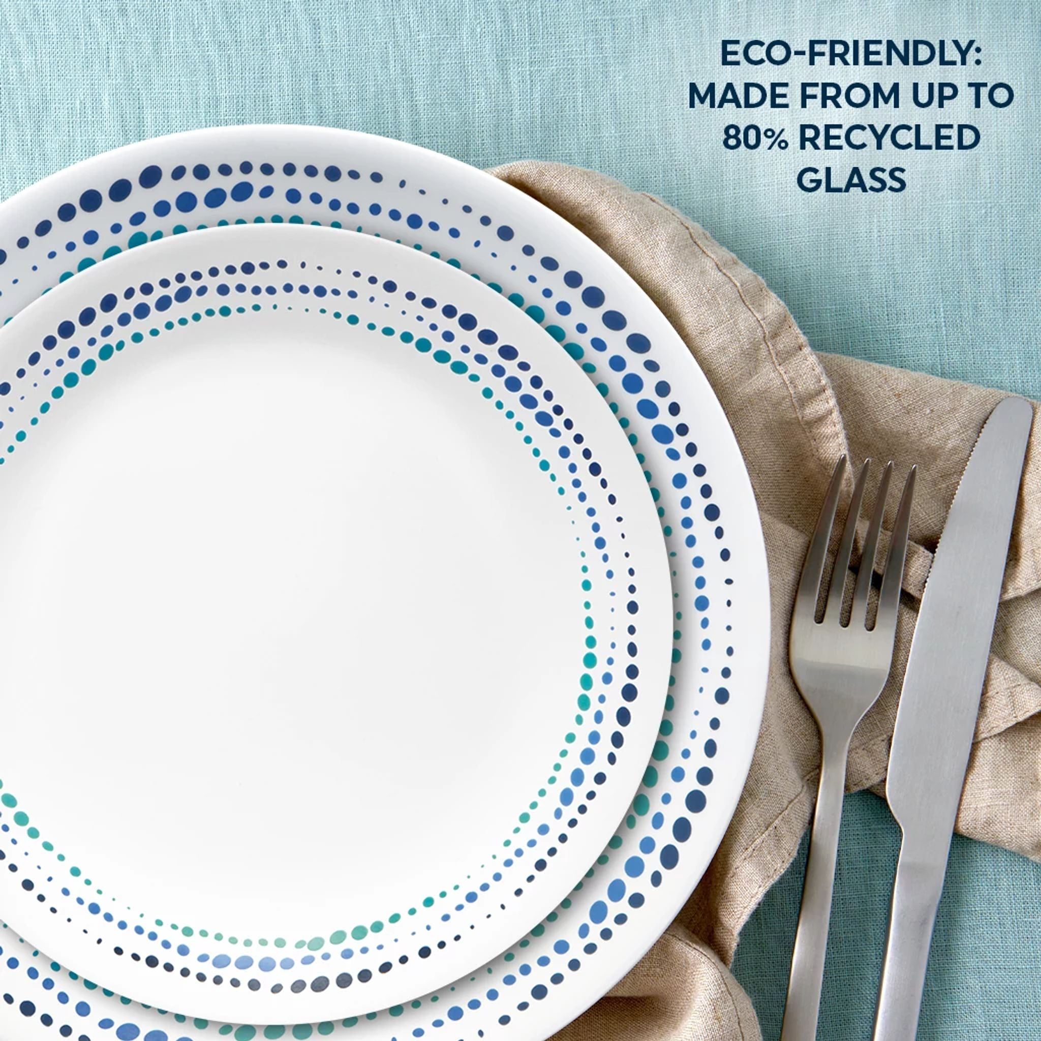 Corelle® Ocean Blues 16-piece Mugless Dinnerware Set. Service for 4 - Image 6