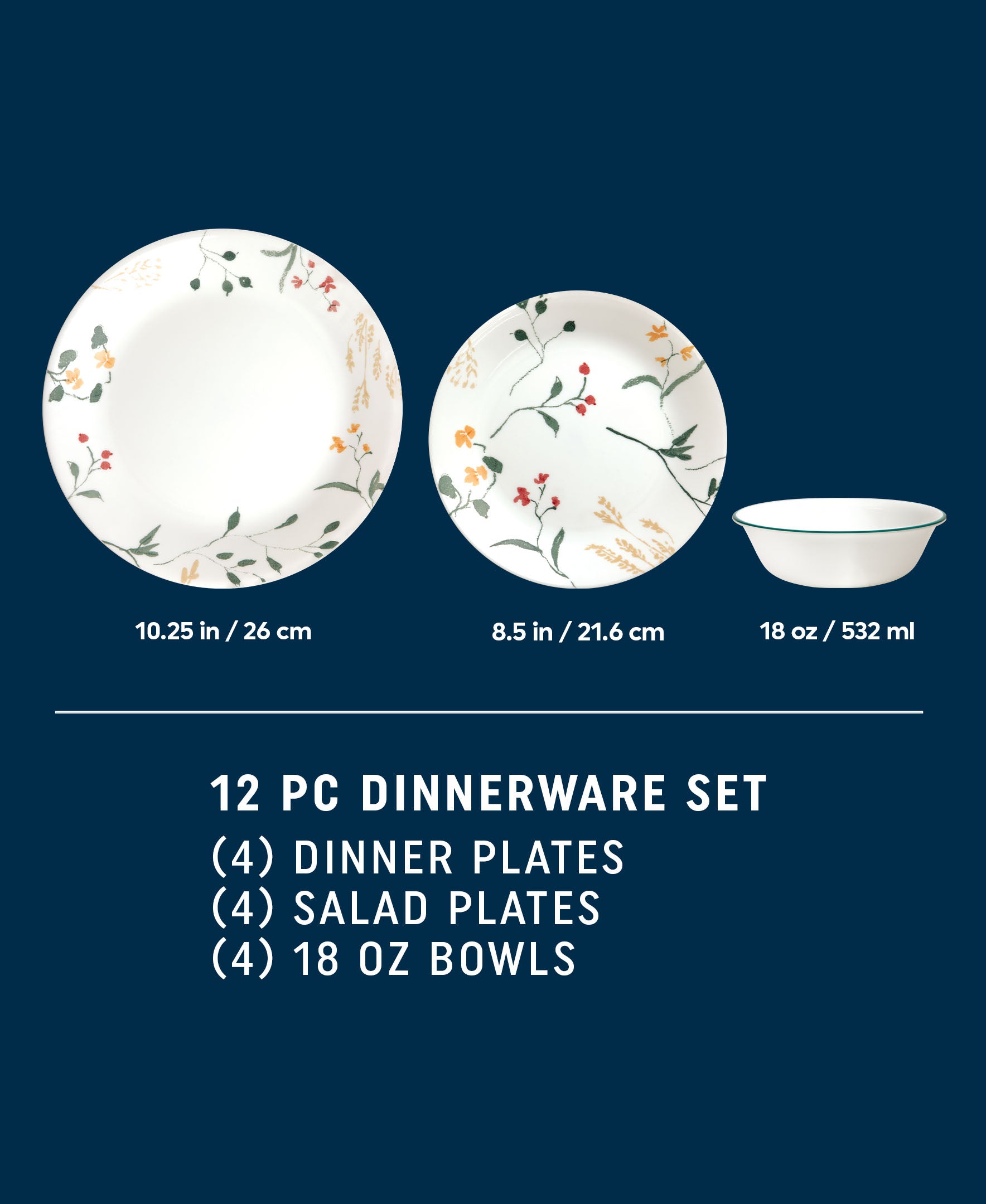 Corelle® Wildflower Scatter 12-piece Dinnerware Set. Service for 4 - Image 2