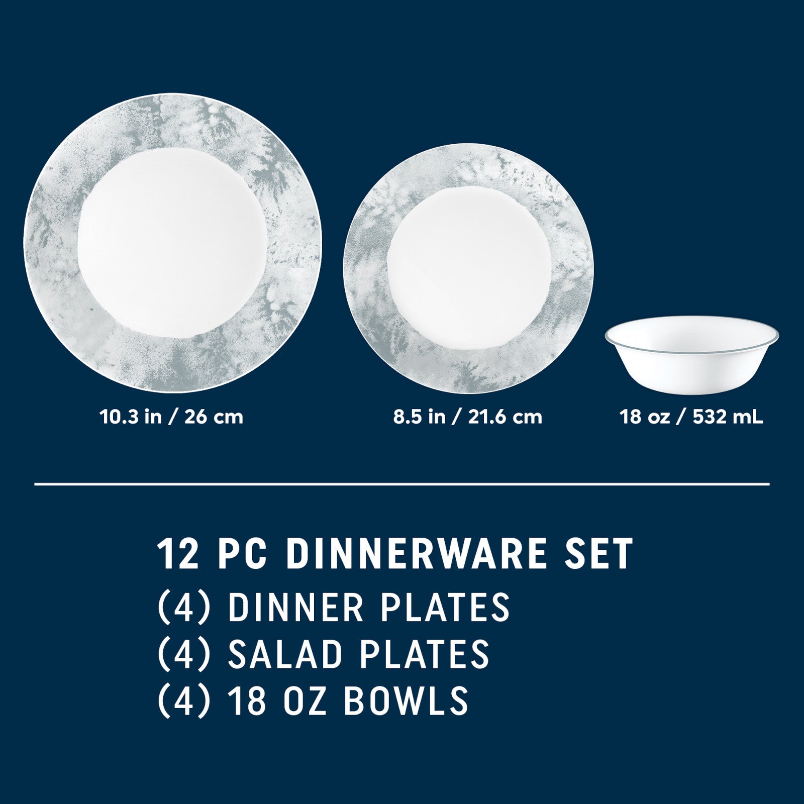 Corelle® Salt Wash 12-piece Dinnerware Set. Service for 4 - Image 2